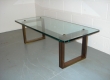 glass and gilded metal coffee table