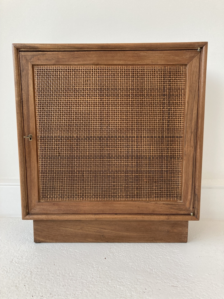 Wood and raffia cabinet